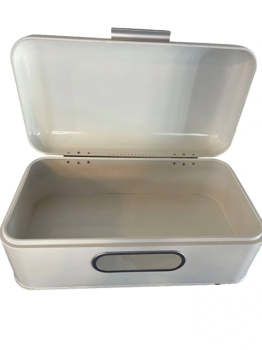 Retro Cream Metal Bread Box Farmhouse Kitchen Storage Bin